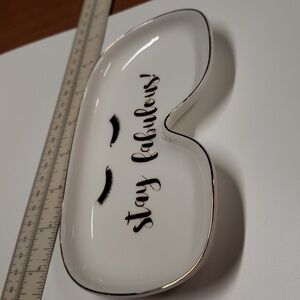 Global Desi White and Gold Ceramic Tray